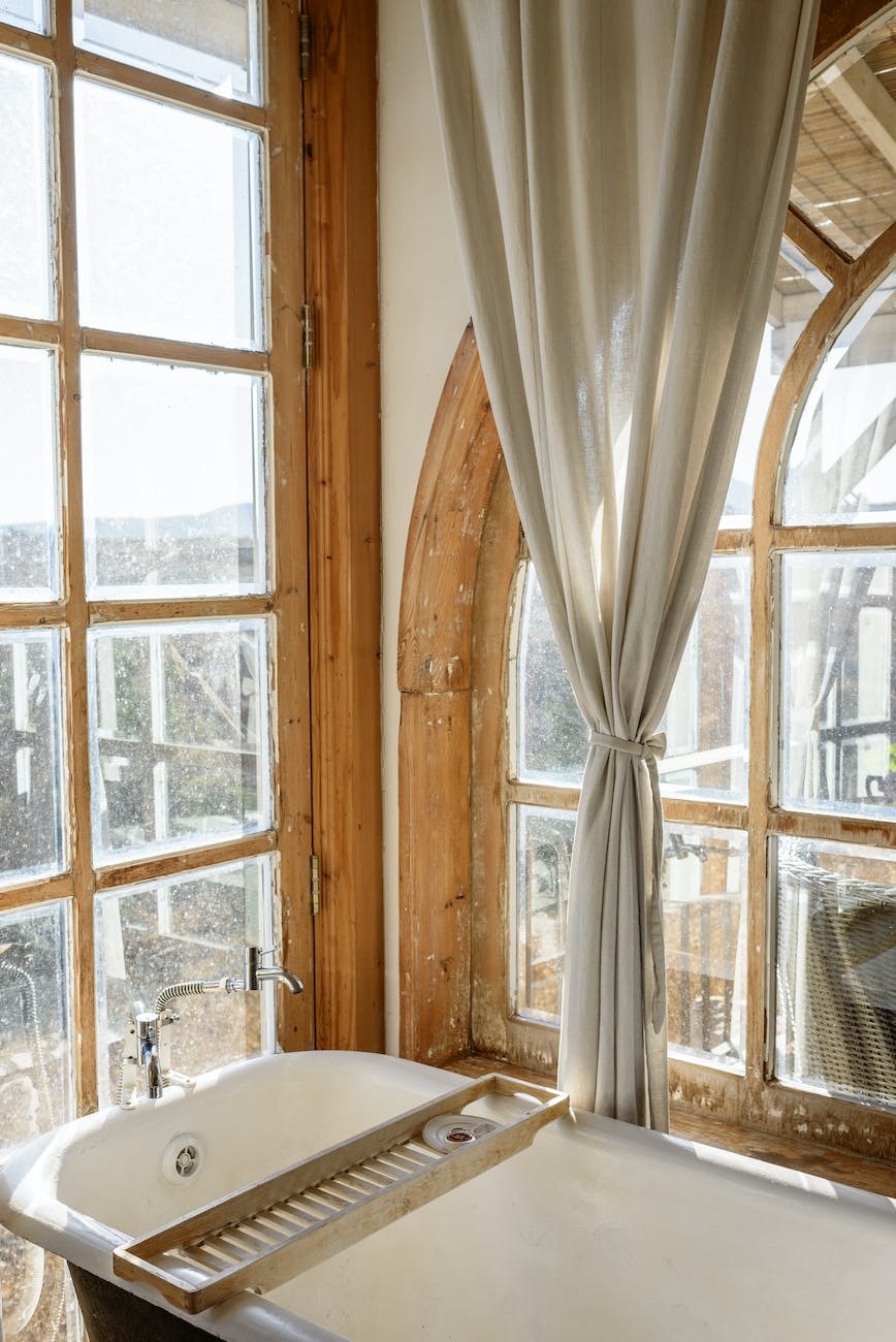 well lit bathroom in old fashioned interior