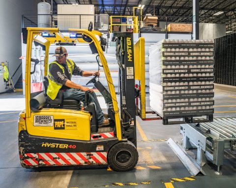 person using forklift